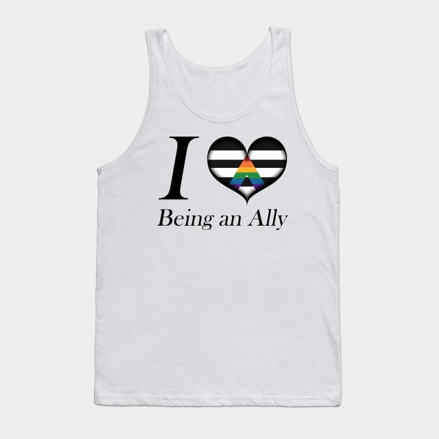 I Heart Being an Ally Design Pride Flag Colored Heart Tank Top by LiveLoudGraphics